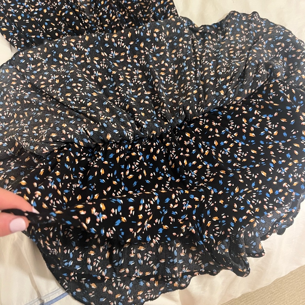 Olivaceous Black Patterned Ruffled Mini Dress - image 5